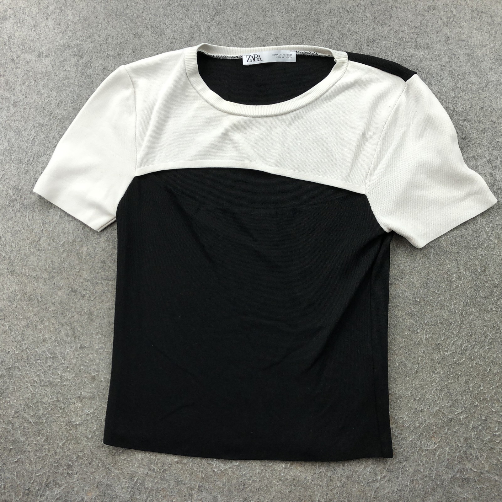 Zara Shirt Womens Medium Colorblock Short Sleeve Modern Minimalist Top