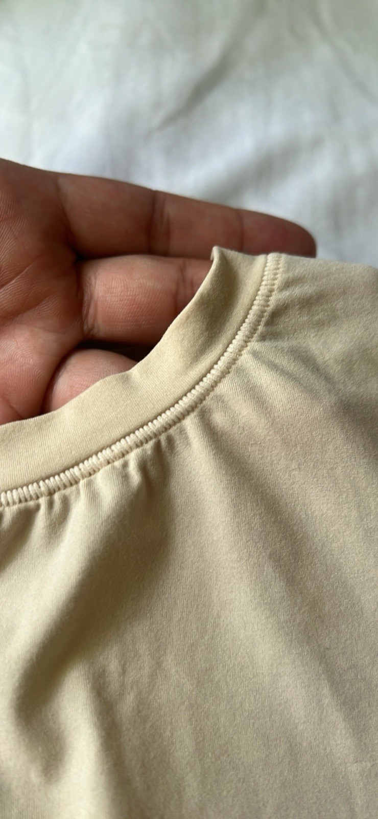 SKIMS Beige Solid Stretch Slim Fit Crew Neck Short Sleeve T-Shirt XS