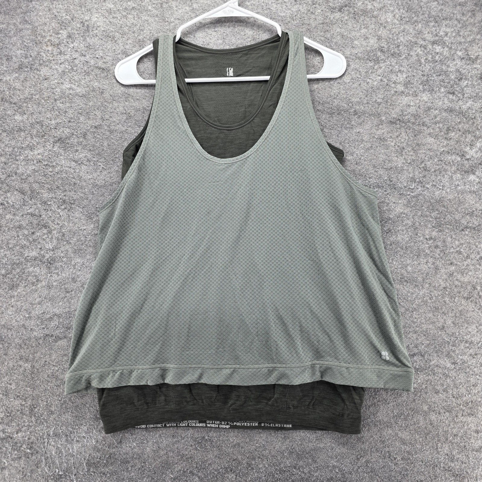Sweaty Betty Tank Womens XL Green Mesh Scoop Neck Relaxed Lightweight Yoga Gym
