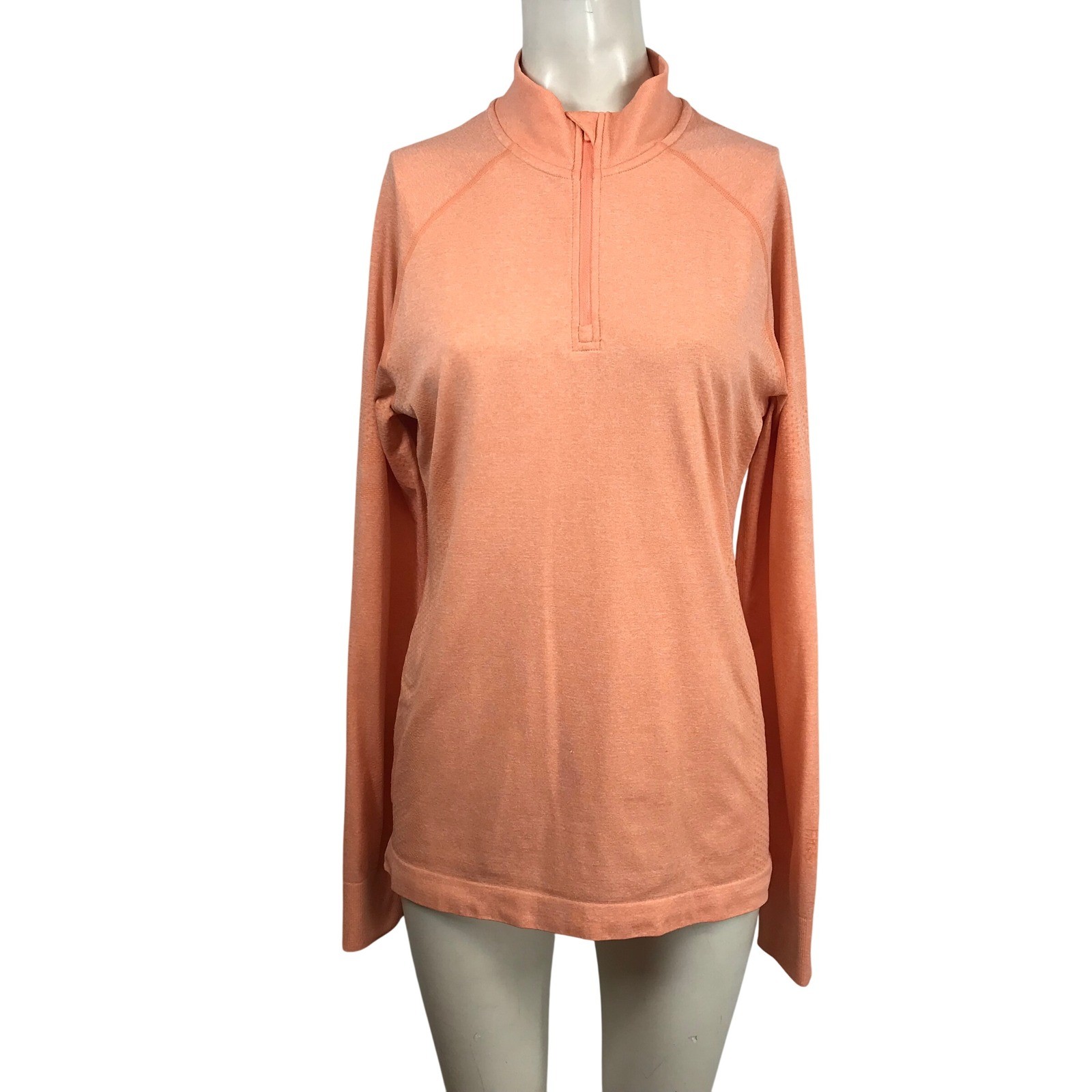 FIGS Threads for Threads Seamless Quarter Zip Long SleeveTop Orange Women Large