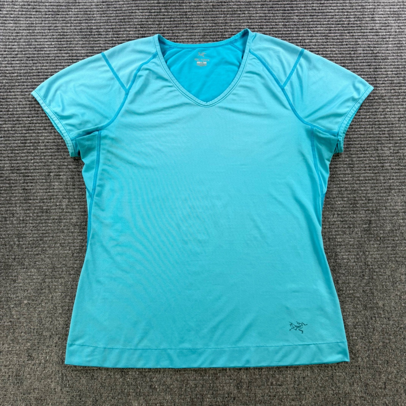 Arc’teryx Phase SL V-Neck Short Sleeve Shirt Womens Large Base Layer Top Blue
