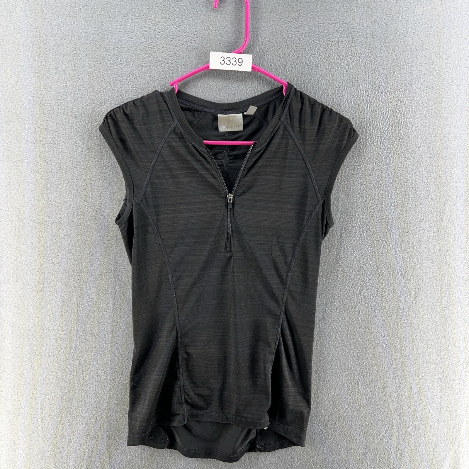Athleta Cycling Jersey Womens XS Black Cap Sleeve Half Zip Athletic Shirt Bike