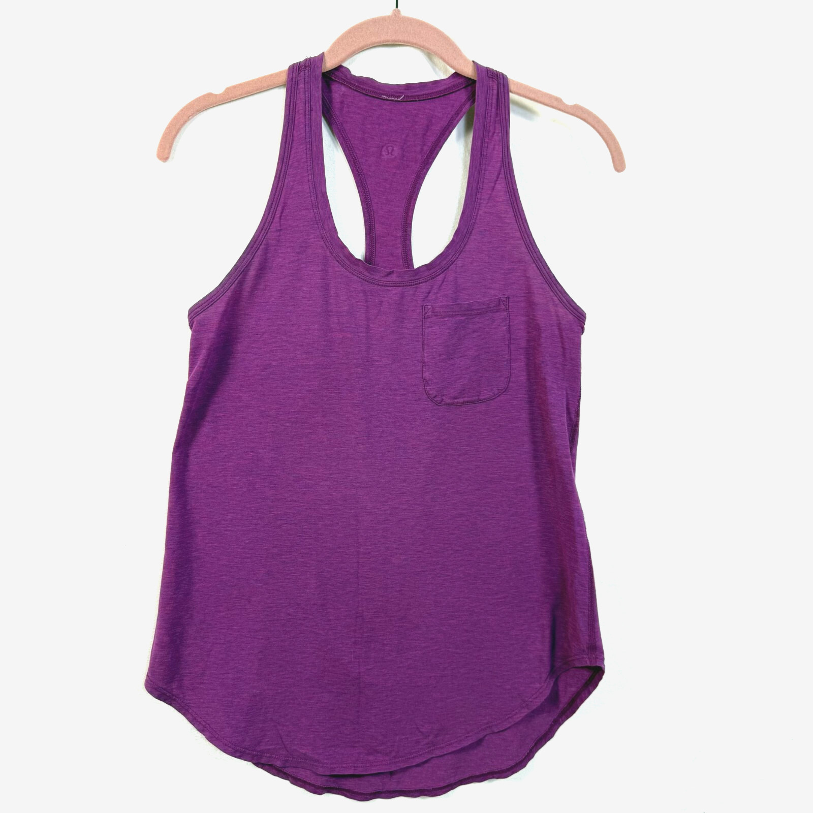 Lululemon Yogi Racer Back III Tank Top Sz 4/6 Heathered Regal Plum Pima Cotton
