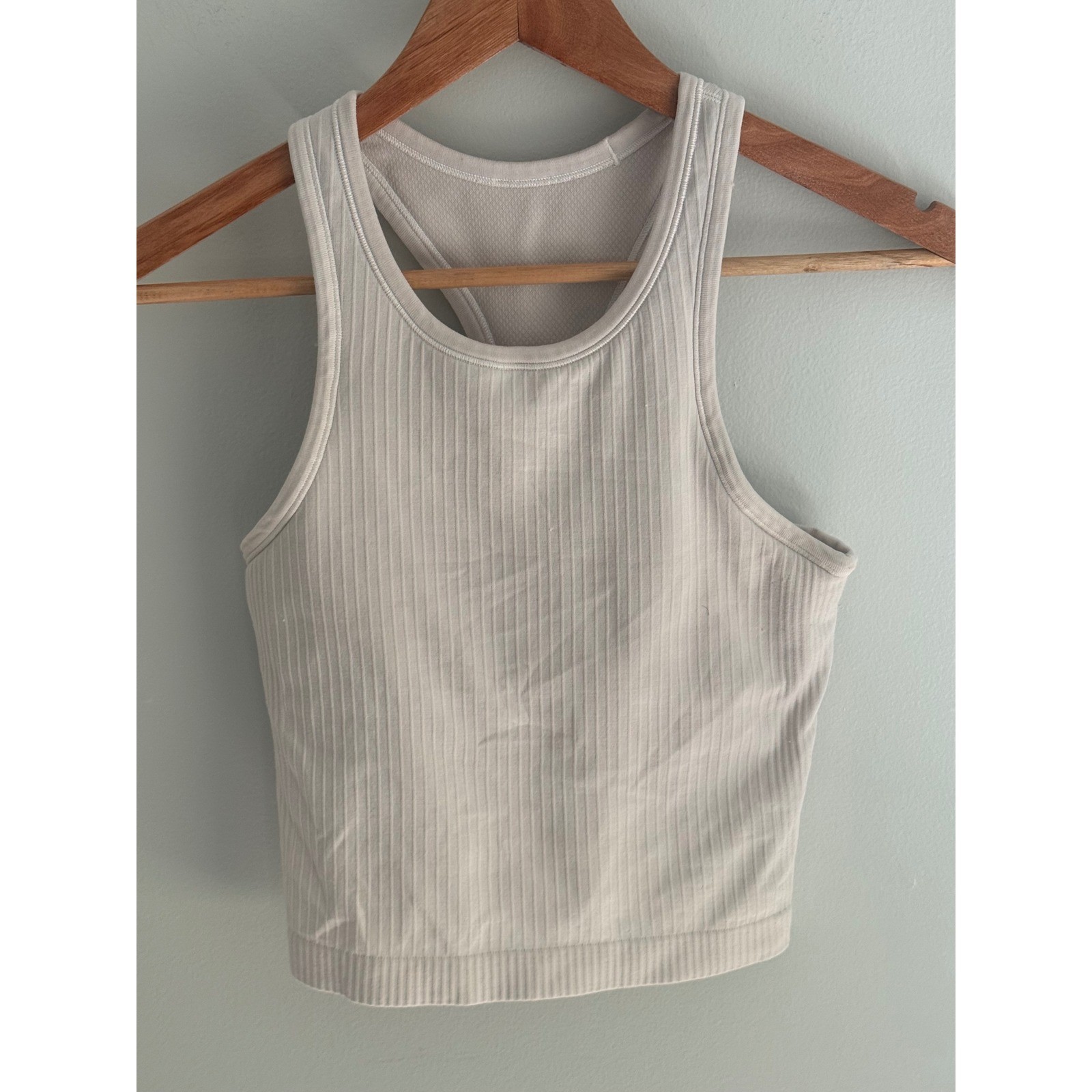Lululemon Ebb to Street Racerback Crop Tank Top Ribbed Grey Size 4