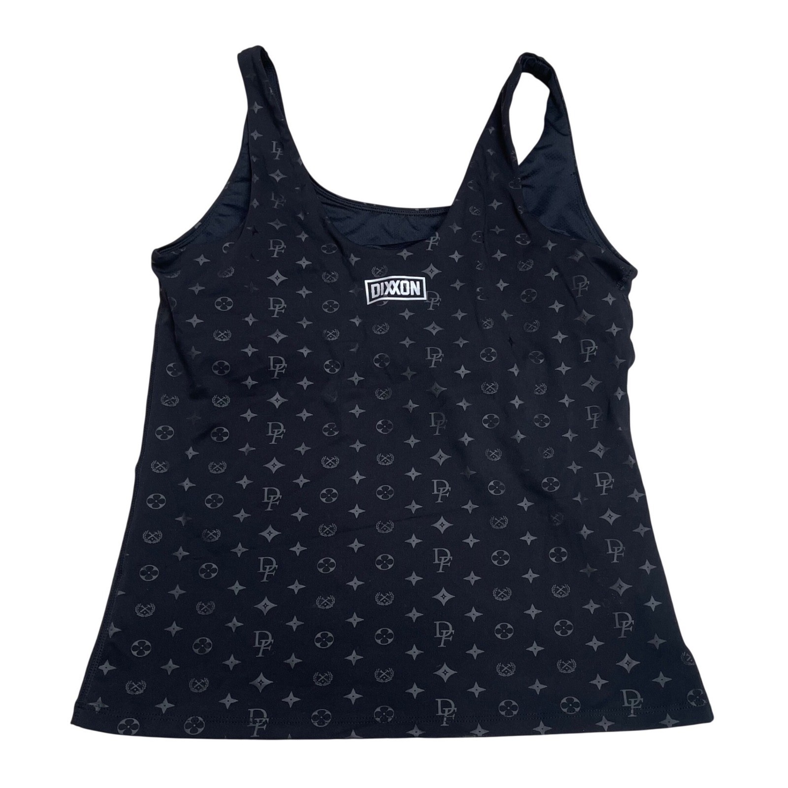 Dixxon Flannel Co Black Monogram Athletic Tank Top with Shelf Bra Womens large