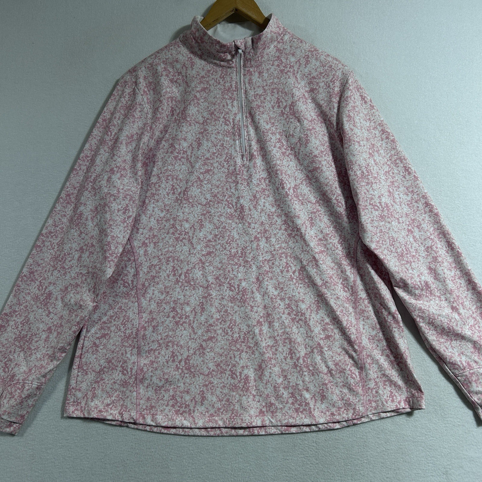 Rhoback Pullover Womens XL Pink & White 1/4 Zip Performance Golf Stretch