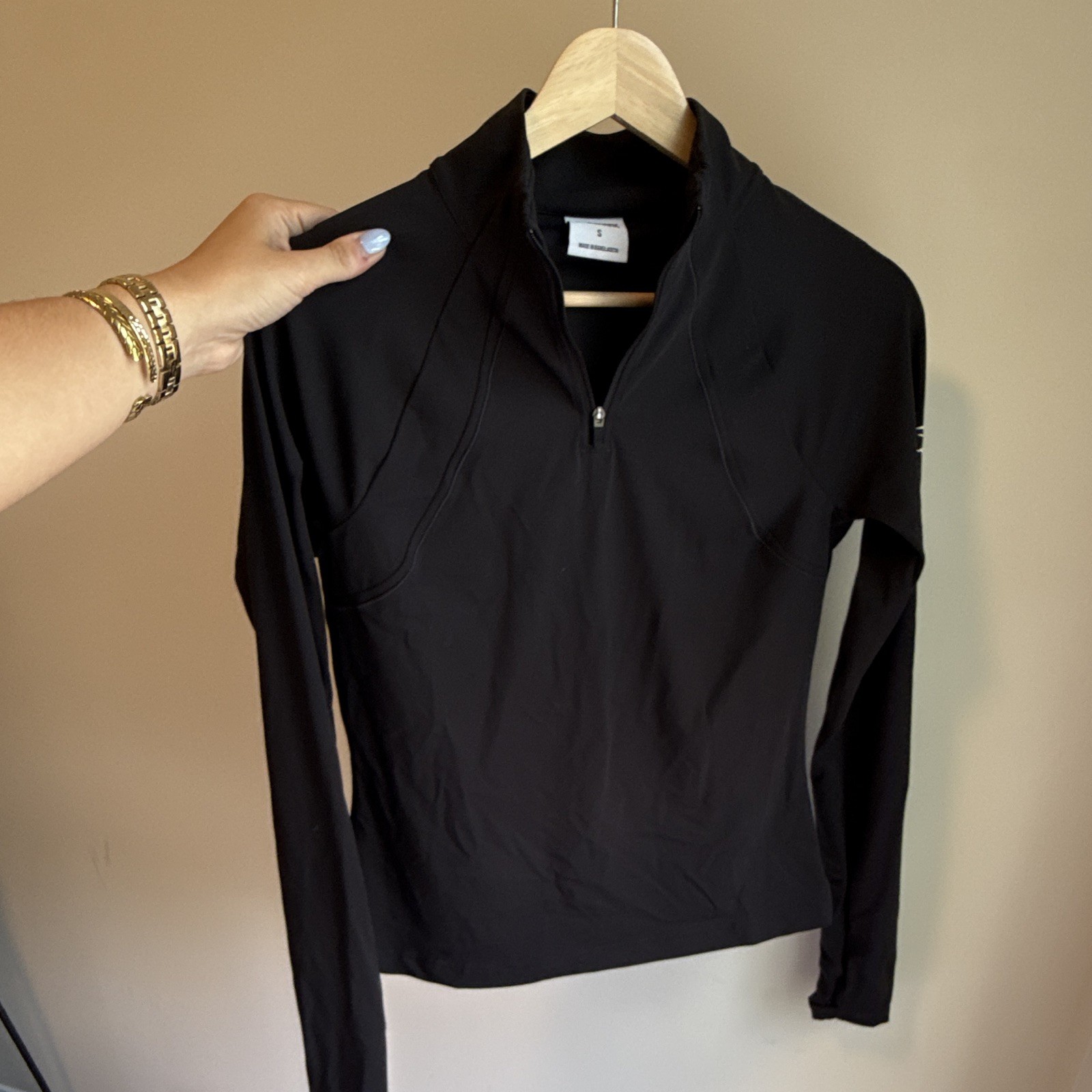 Gymshark Women’s Black 1/4 Zip Mock Neck Long Sleeve Slim Fit Top S