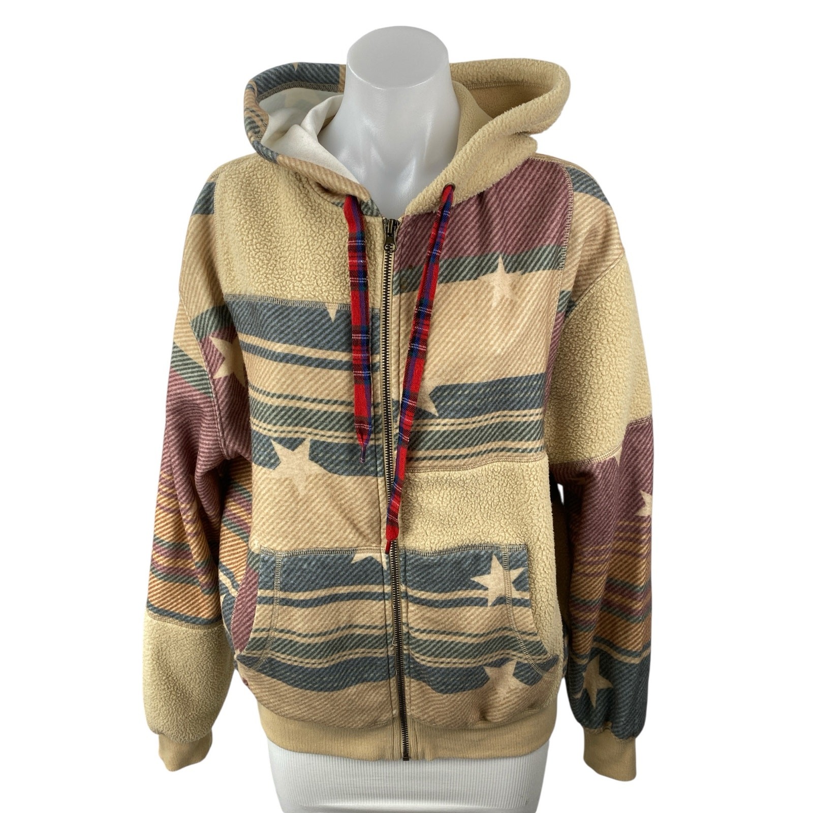 Urban Outfitters BDG Hunter Patchwork Faux Fur Athletic Hoodie Sweatshirt Top XS