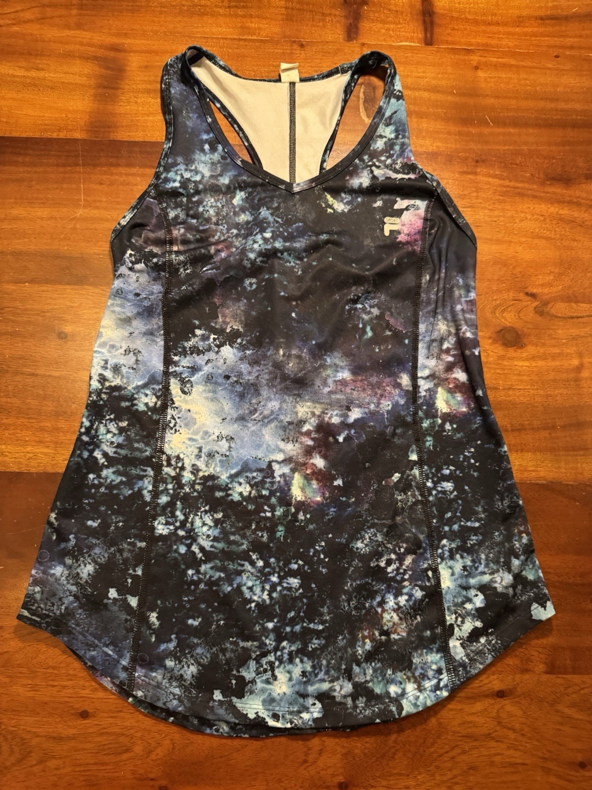 FILA Womens Dark Galaxy Racerback Athletic Tennis Tank Top Sz XS