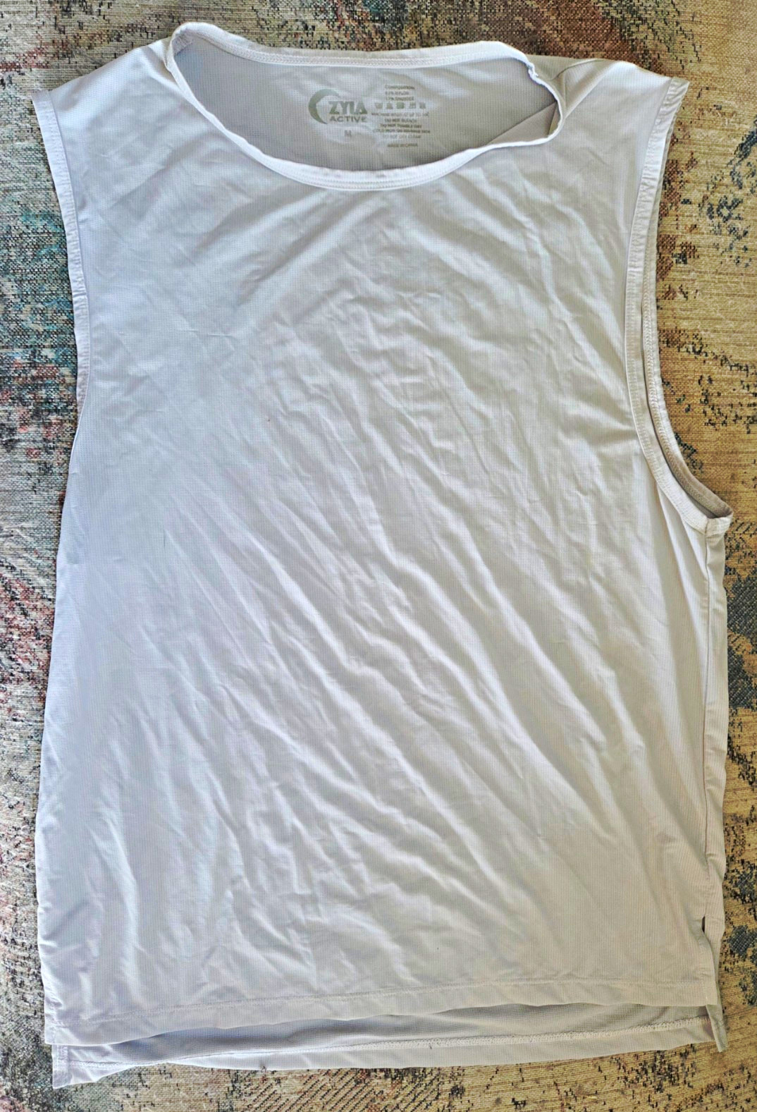 Zyia Active Women’s M White Mesh Muscle Tank Crew Neck Breathable Yoga
