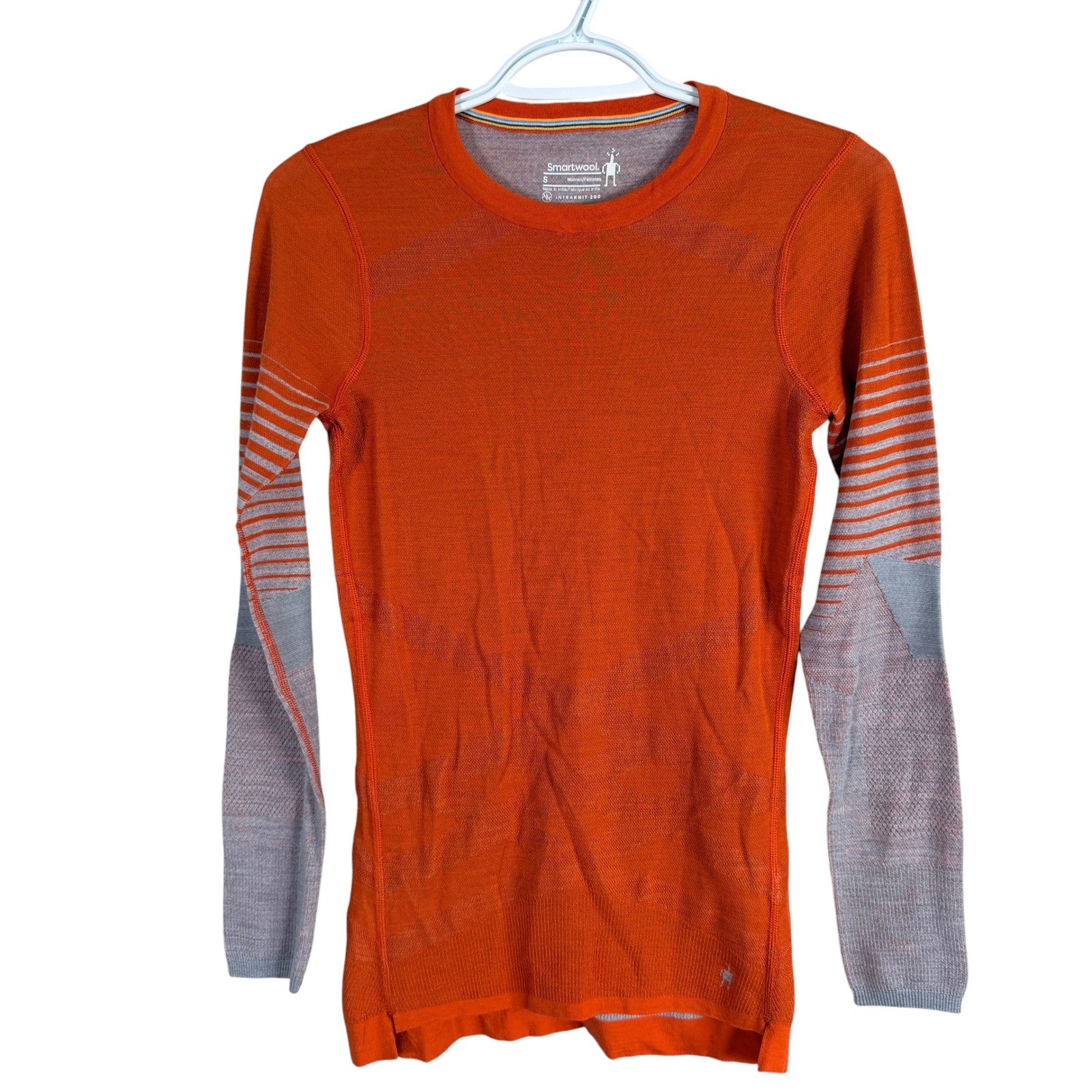 Smartwool Intraknit 200 Thermal Base Layer Top Womens S Orange Merino Wool L/S