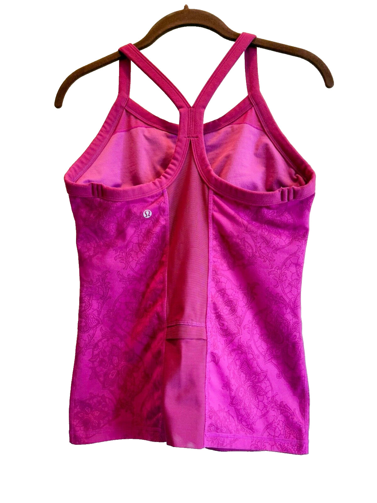 Lululemon Ujjayi Power Y Strap Magenta Pink Floral Tank Top Size 8
