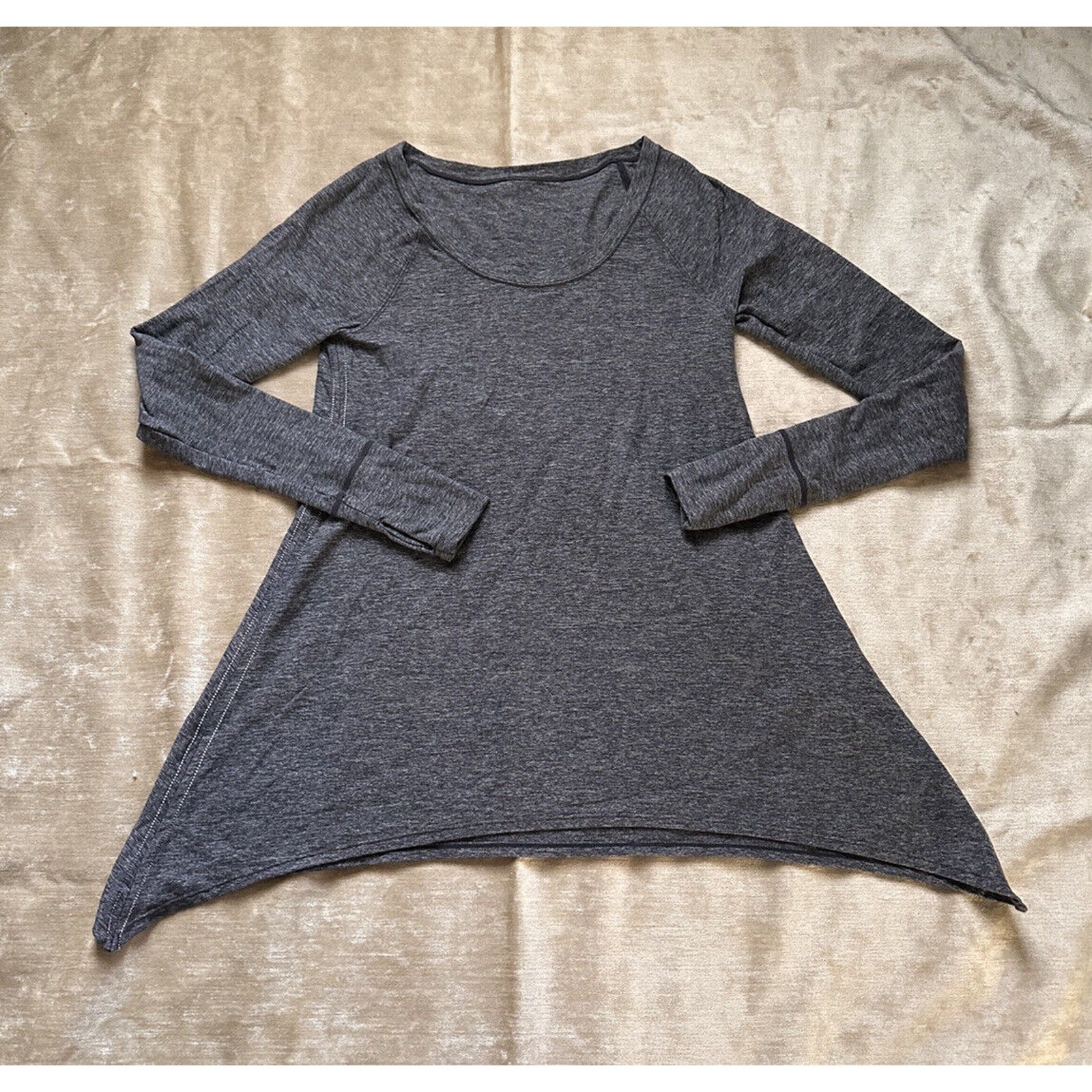 lululemon 6/8 long sleeve shirt flared waist Gray Woman Top Tunic Crew Yoga