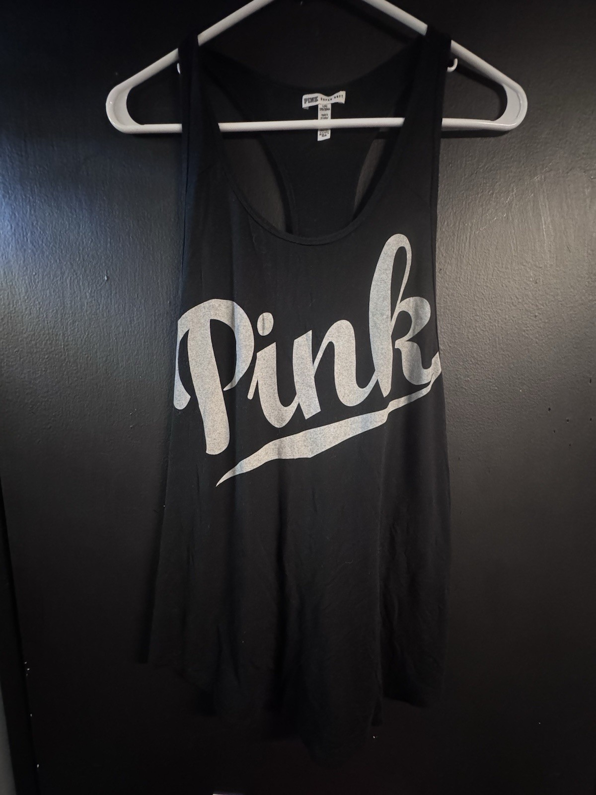 PINK Victoria’s Secret Black White Logo Super Soft Tank Top! 🖤Size L