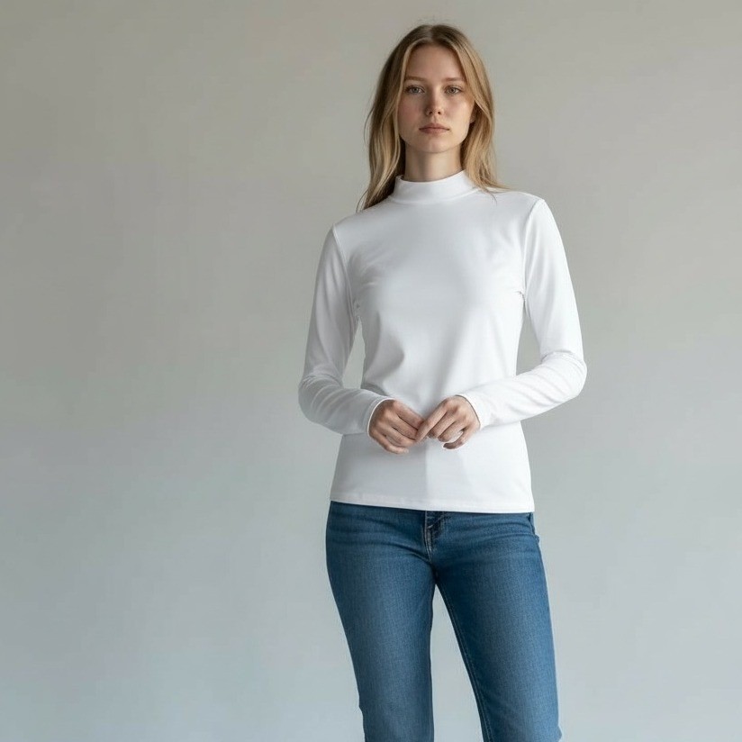 DSG Cold Weather Compression Mock Neck LS Shirt Women Medium White NEW