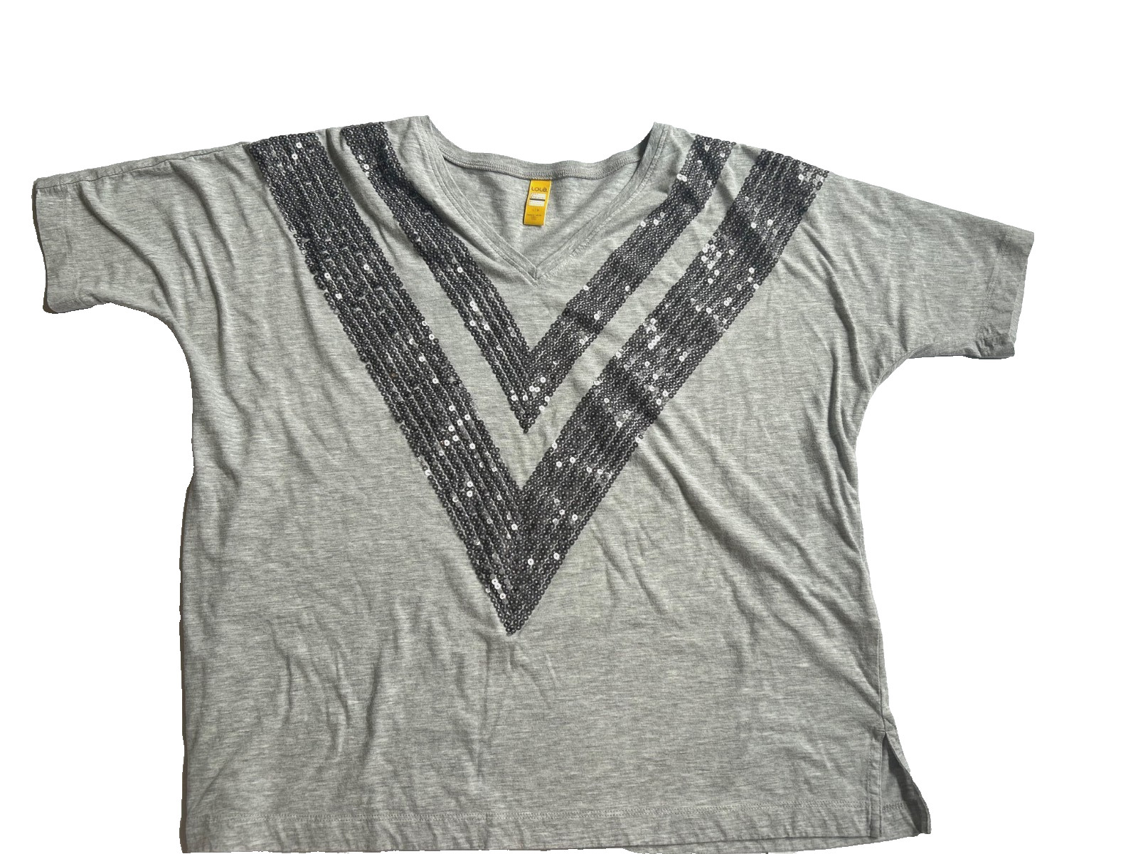 Lole Athletic Designer Sequence Heather Gray Cotton Blend Tee Top Size Large