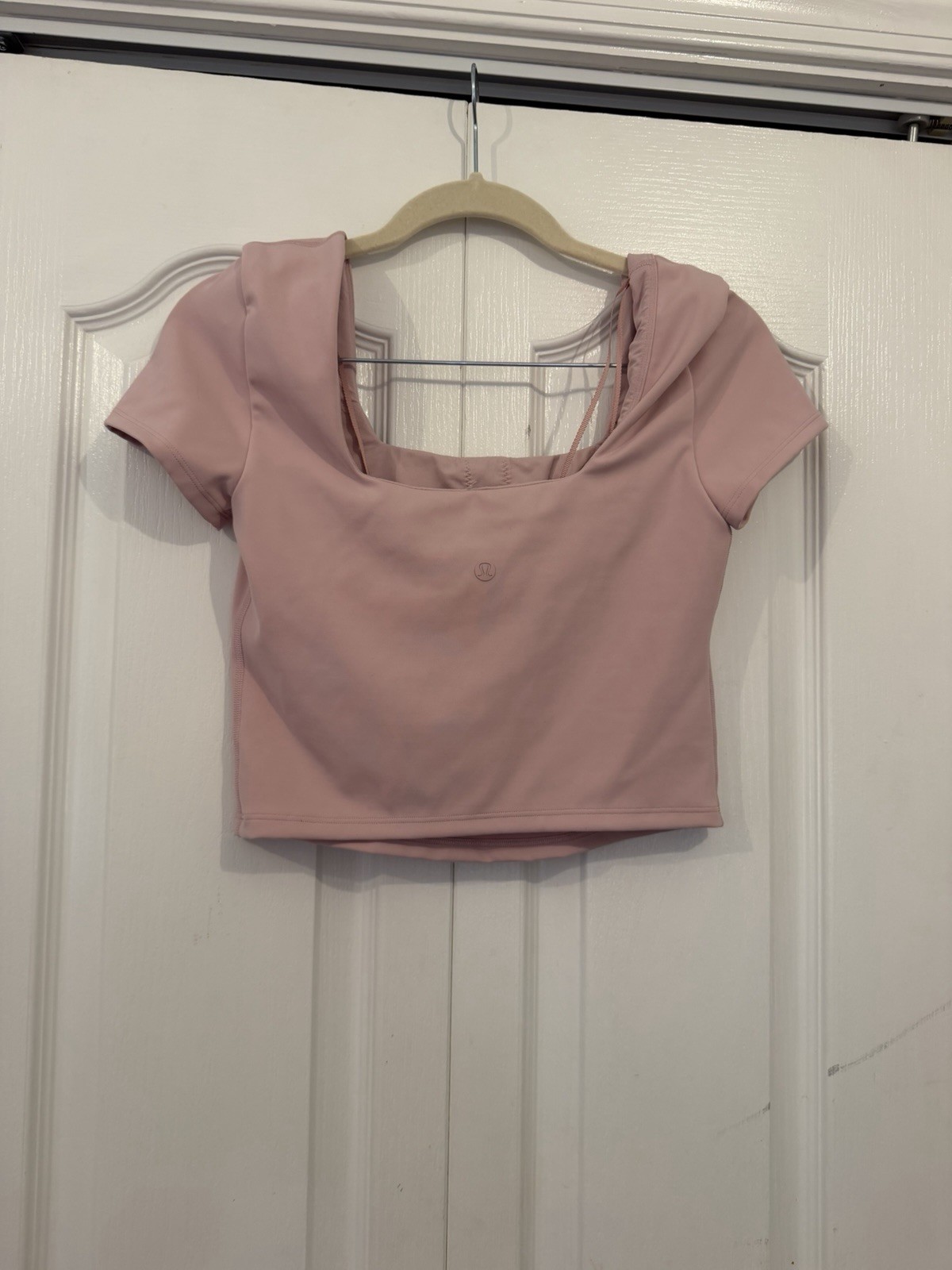 Lululemon Wunder Under Smoothcover Square Neck T Shirt Light Pink Sz 6