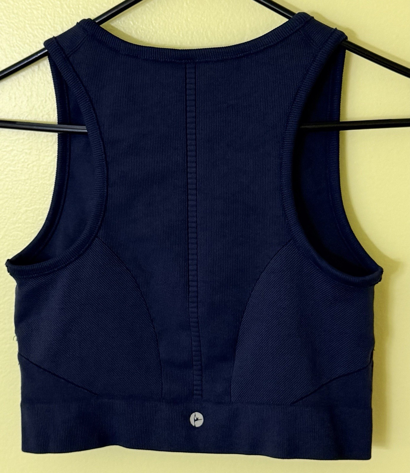 90 DEGREES by REFLEX Activewear Ribbed Crop Tank Top Padded Cups NAVY Size M