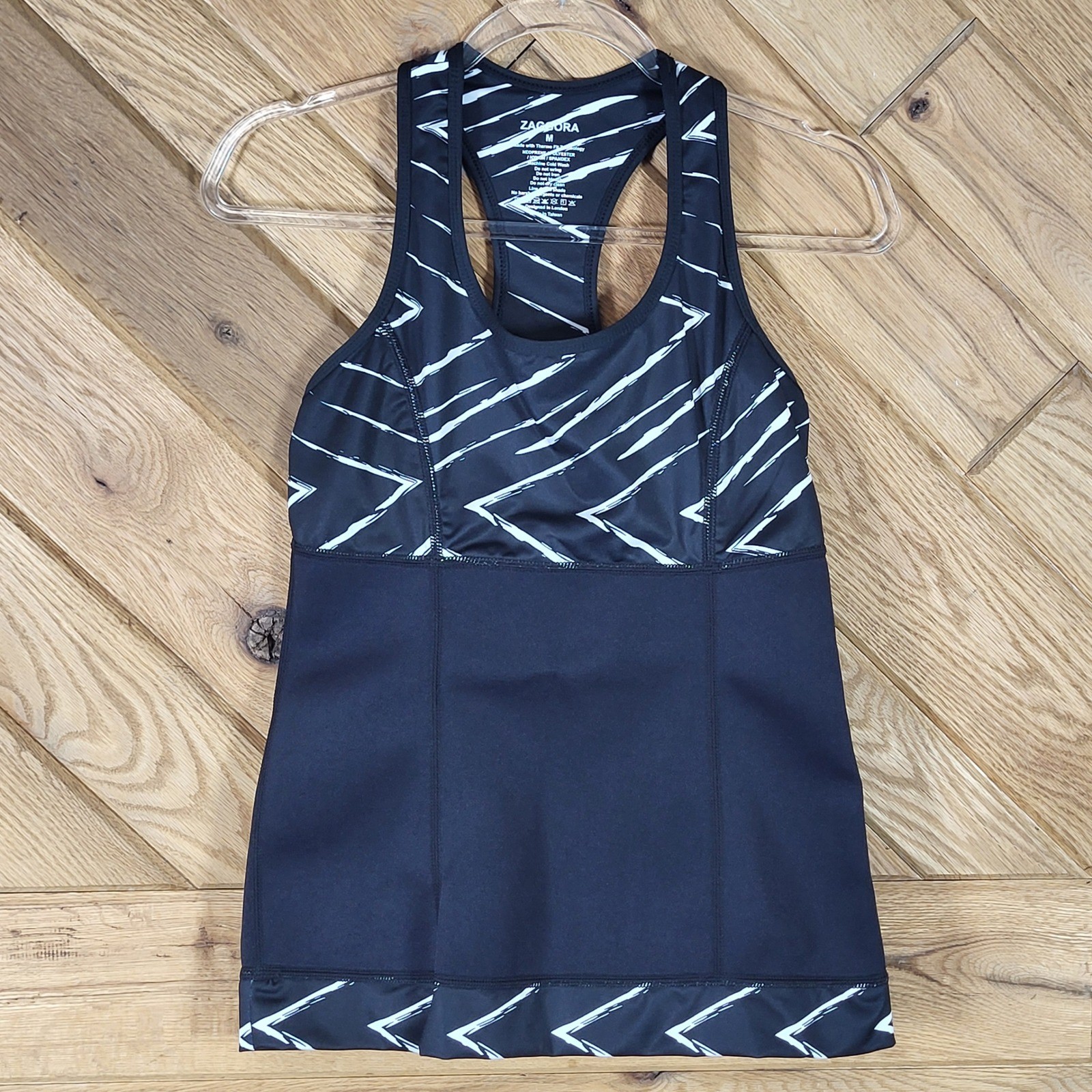 Zaggora Thermo Fit Tank Top Women M Racerback Neoprene Geometric Black White