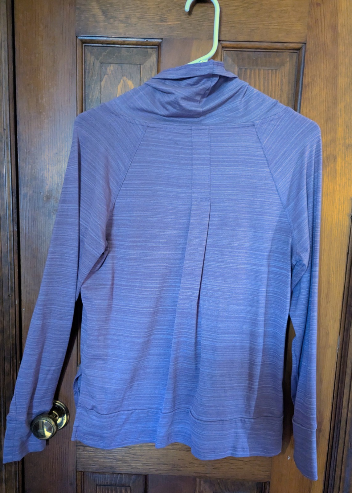 Apana Women’s Purple Striped Stretch Cowl Neck Pullover Top Long Sleeve M