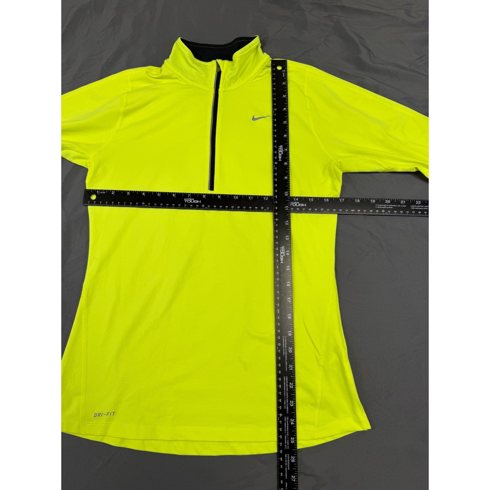 Nike Running Dri-FIT Half Zip Pullover Neon Yellow Volt Womens Small Thumbholes
