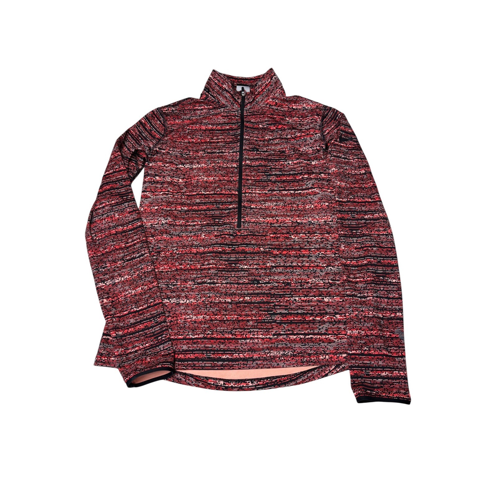 Nike Pro Dri-FIT Womens Large Quarter Zip Pullover Red Black Abstract Print Top