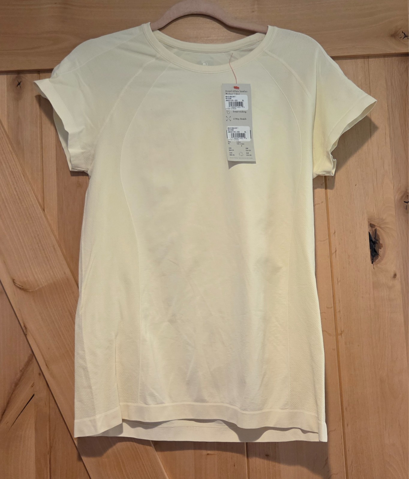 New! Sweaty Betty Athlete Seamless Workout T-Shirt Sabi Cream Womens Size XL