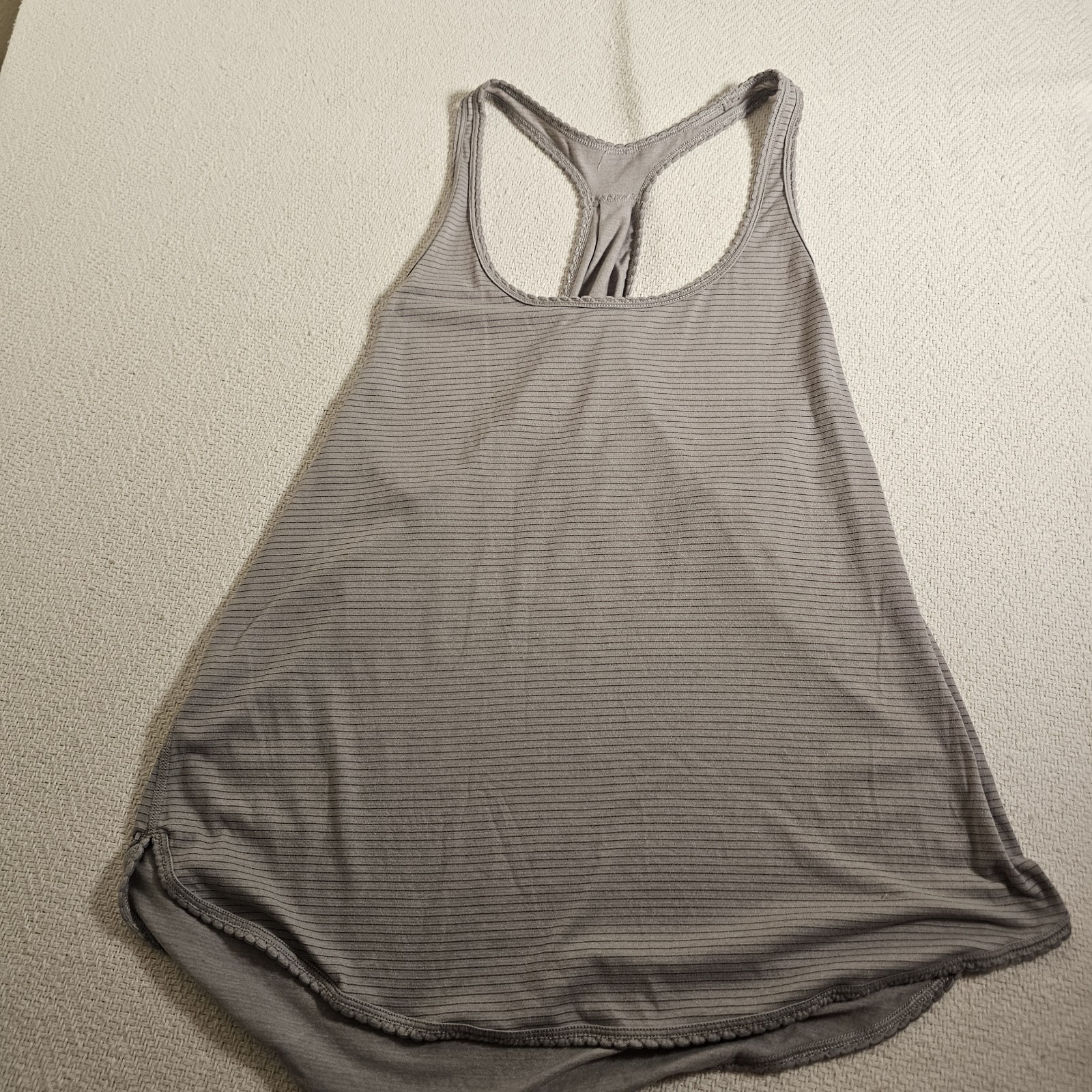 Lululemon Gray Tank Top Striped No Size Adjustable Straps Active Loose