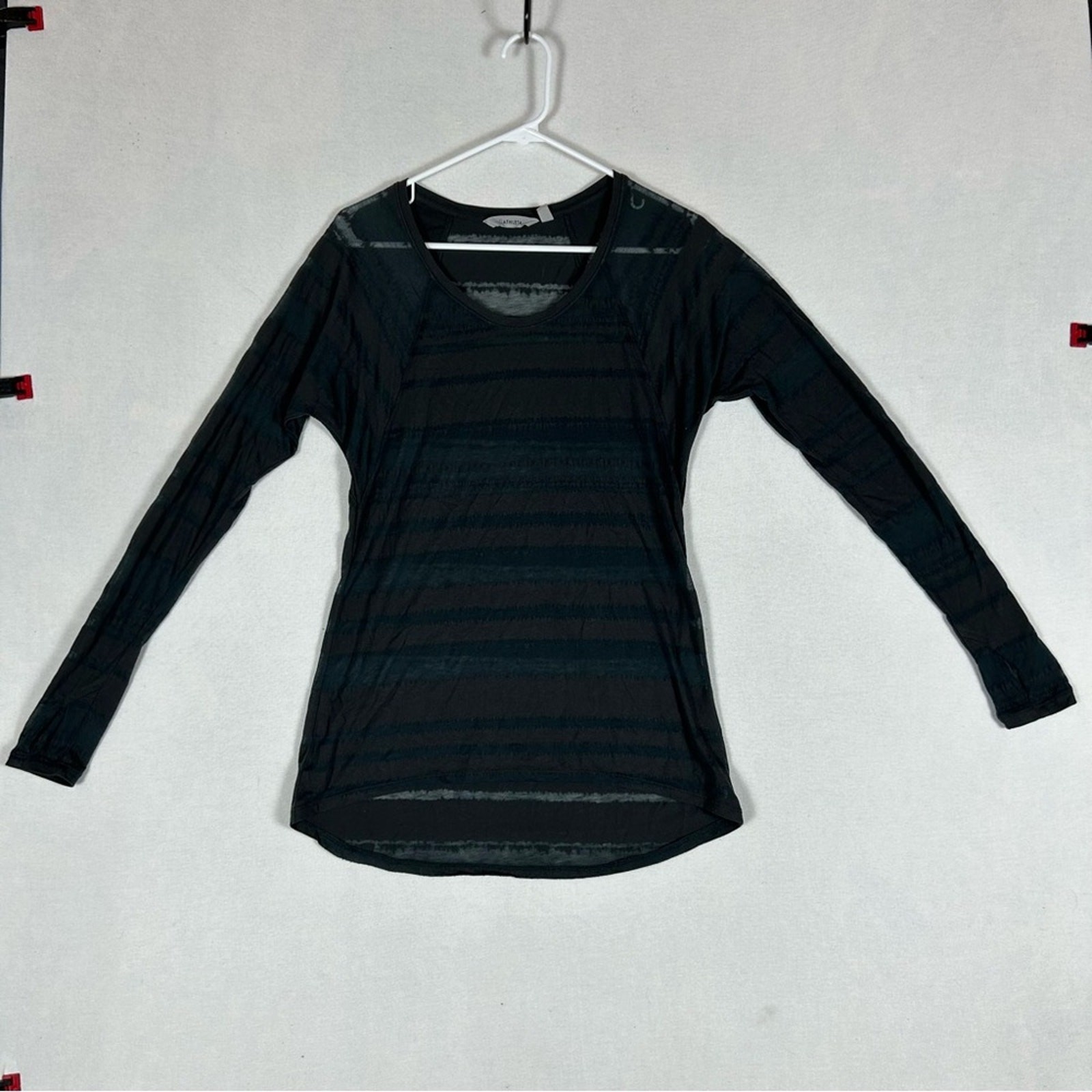Athleta Gray Burnout Long Sleeve Women’s Small Sheer Thumbholes Active Athletic