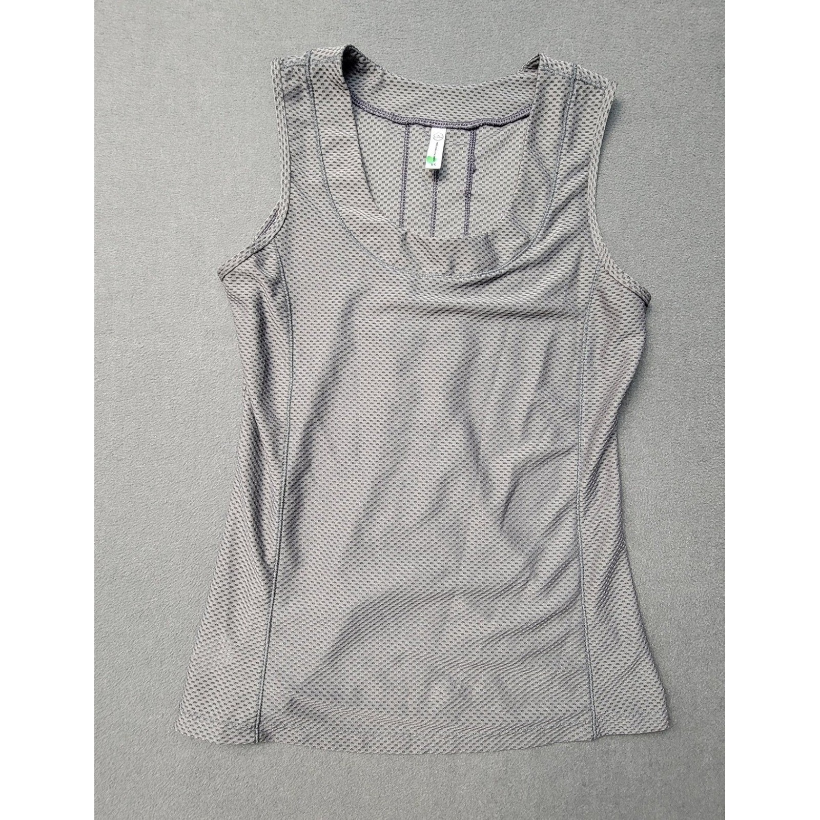 The Bubble Womens Gray Textured Mesh Athletic Scoop Neck Tank Top XS Lexi