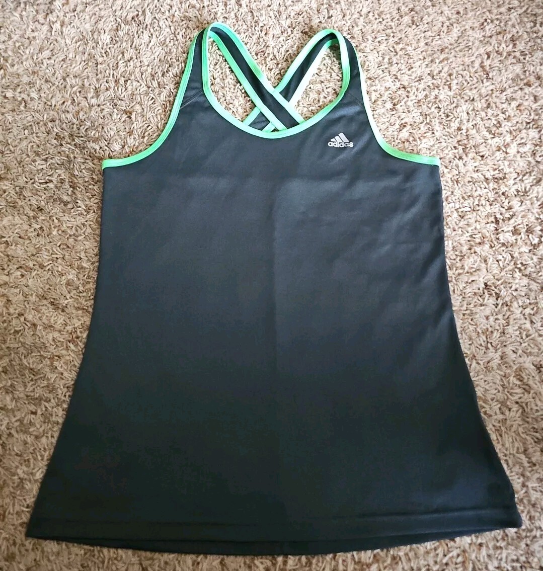 Adidas Gray & Green Tank Top Womens Size Large