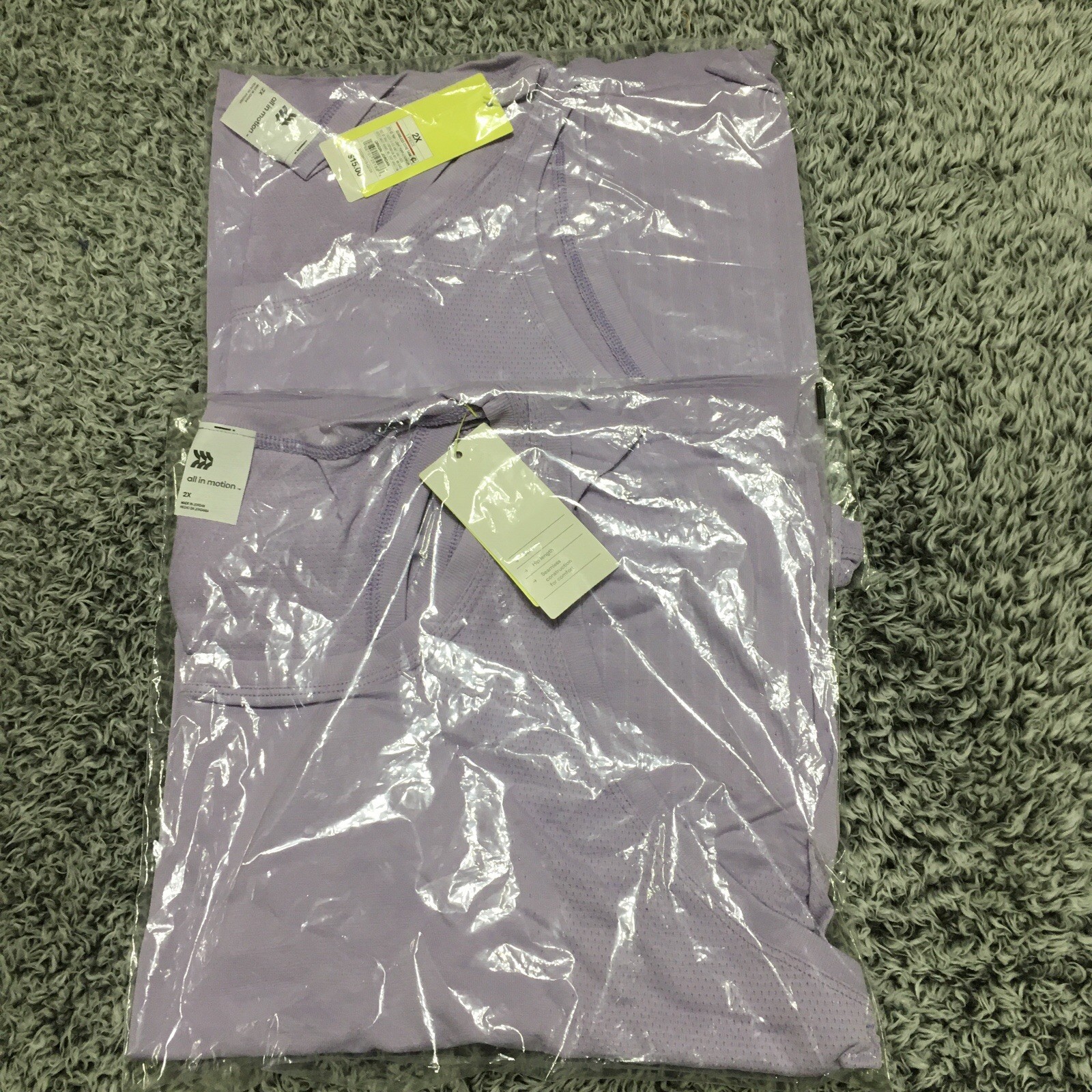 2- All in Motion Women’s Size 2X Light Purple Semi Fit Hip Length Tank Top