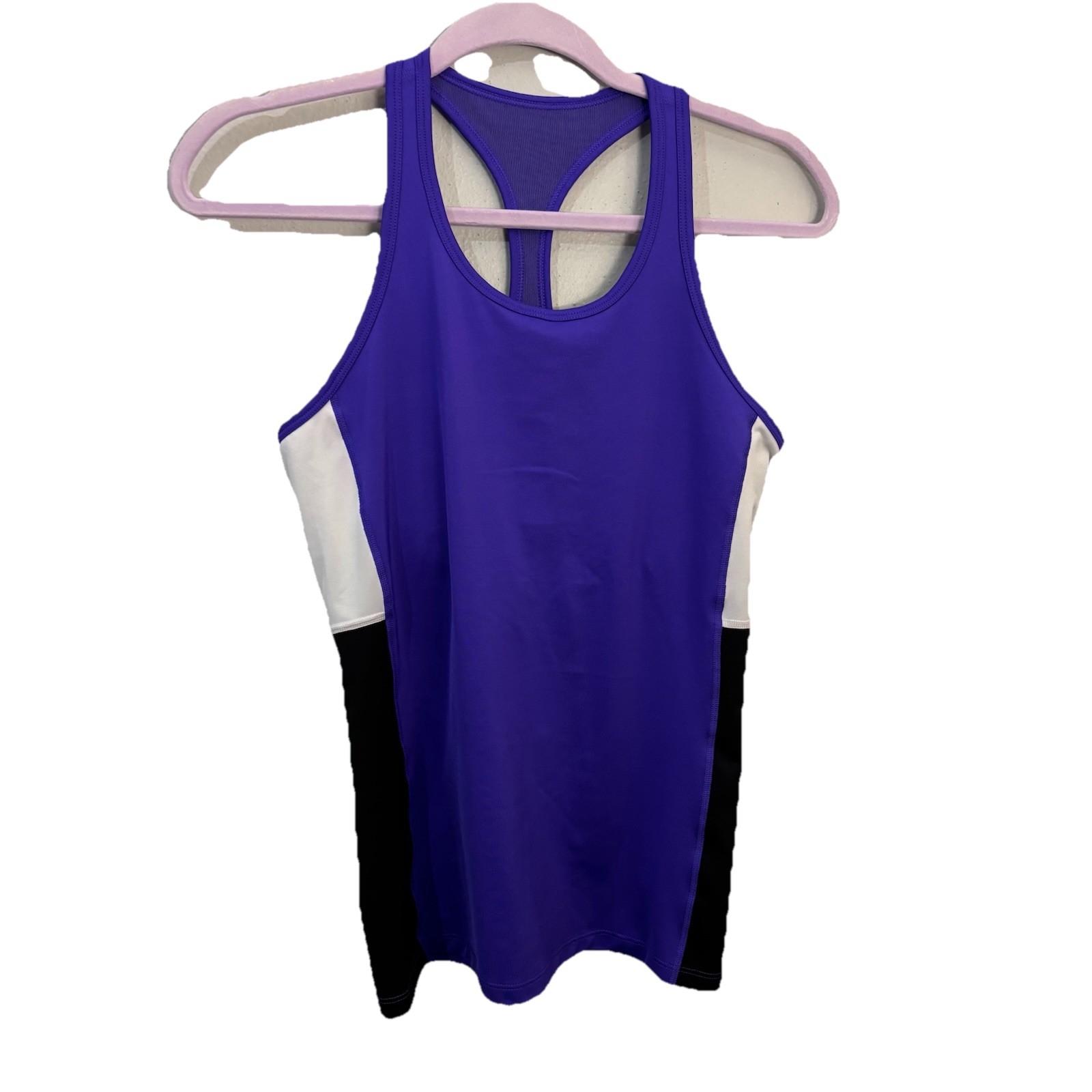 RALPH LAUREN Purple Active Stretch Racerback Color Block Tank Top Medium