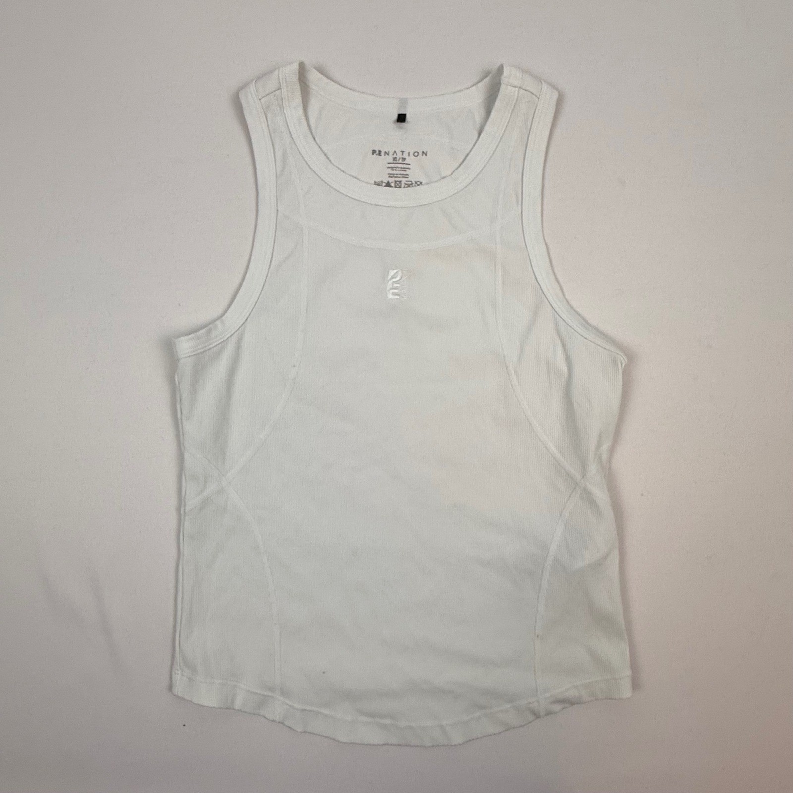P.E NATION White Ribbed Racerback Tank Top Athletic Workout Athleisure XS TP
