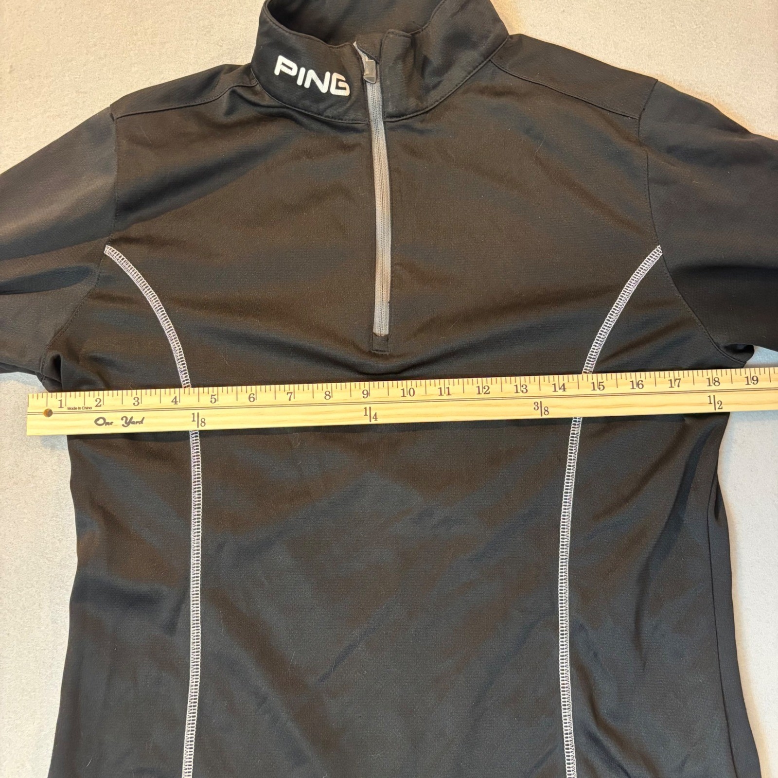 Ping Womens Golf Pullover Black Long Sleeve Quarter Zip Athletic Top Size M