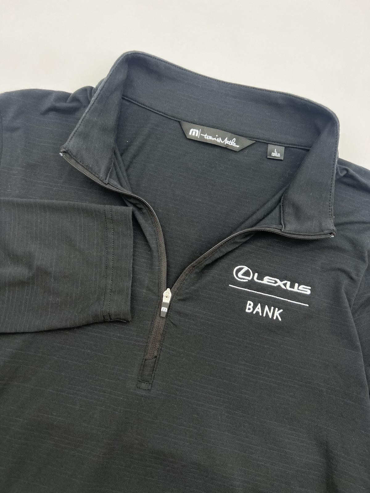 Travis Mathew Crestview 1/4 Zip Pullover Golf Shirt Women’s L Black Lexus Bank