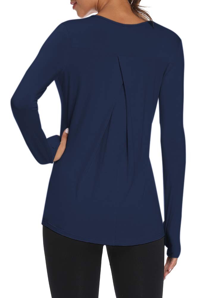 Womens Workout Athletic Yoga Long Sleeve Tops Gym Pilates Clothes Loose Long …