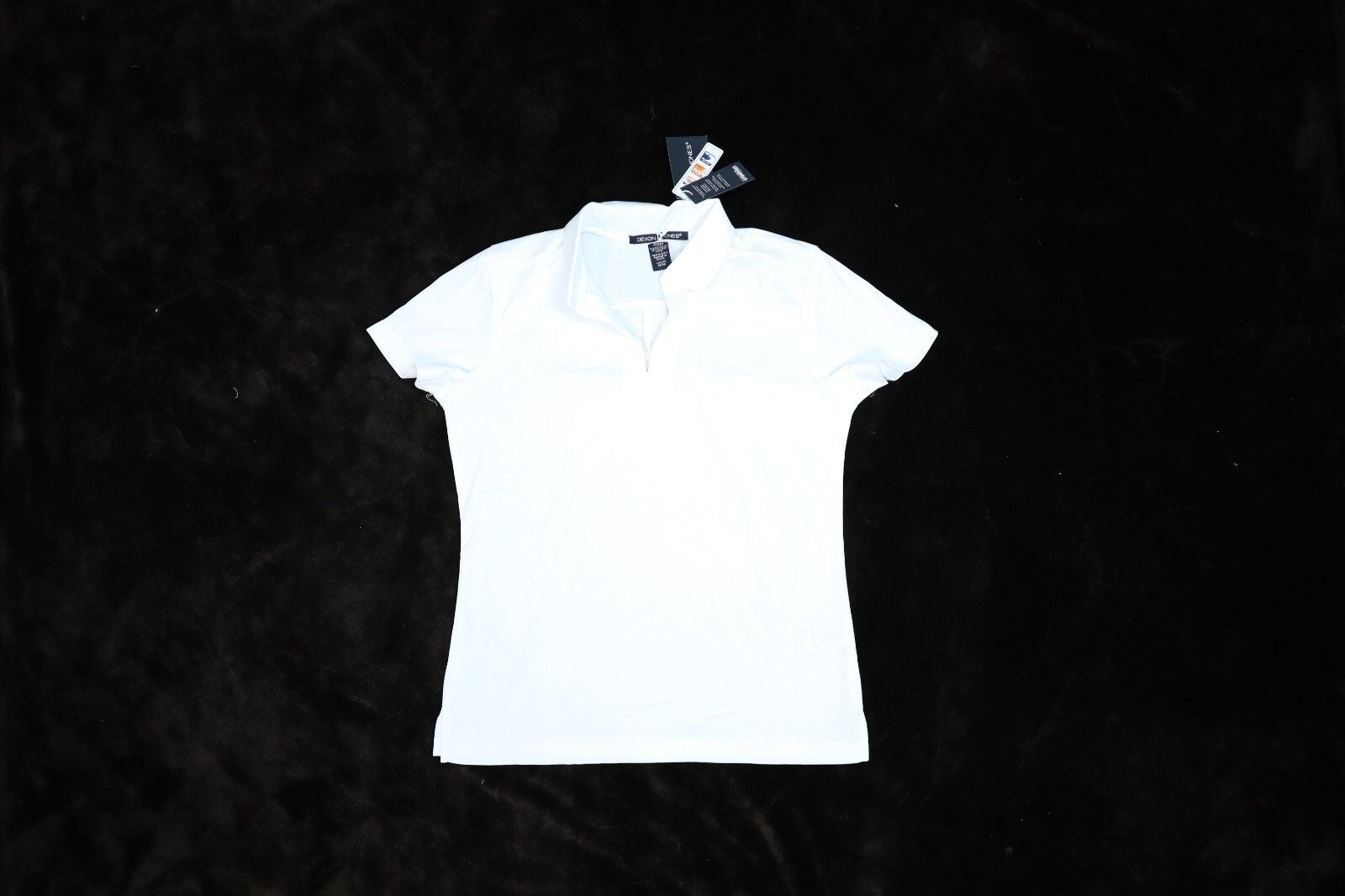Devon Jones Womens White Moisture Wicking Performance Shirt V Neck Flat Collar M