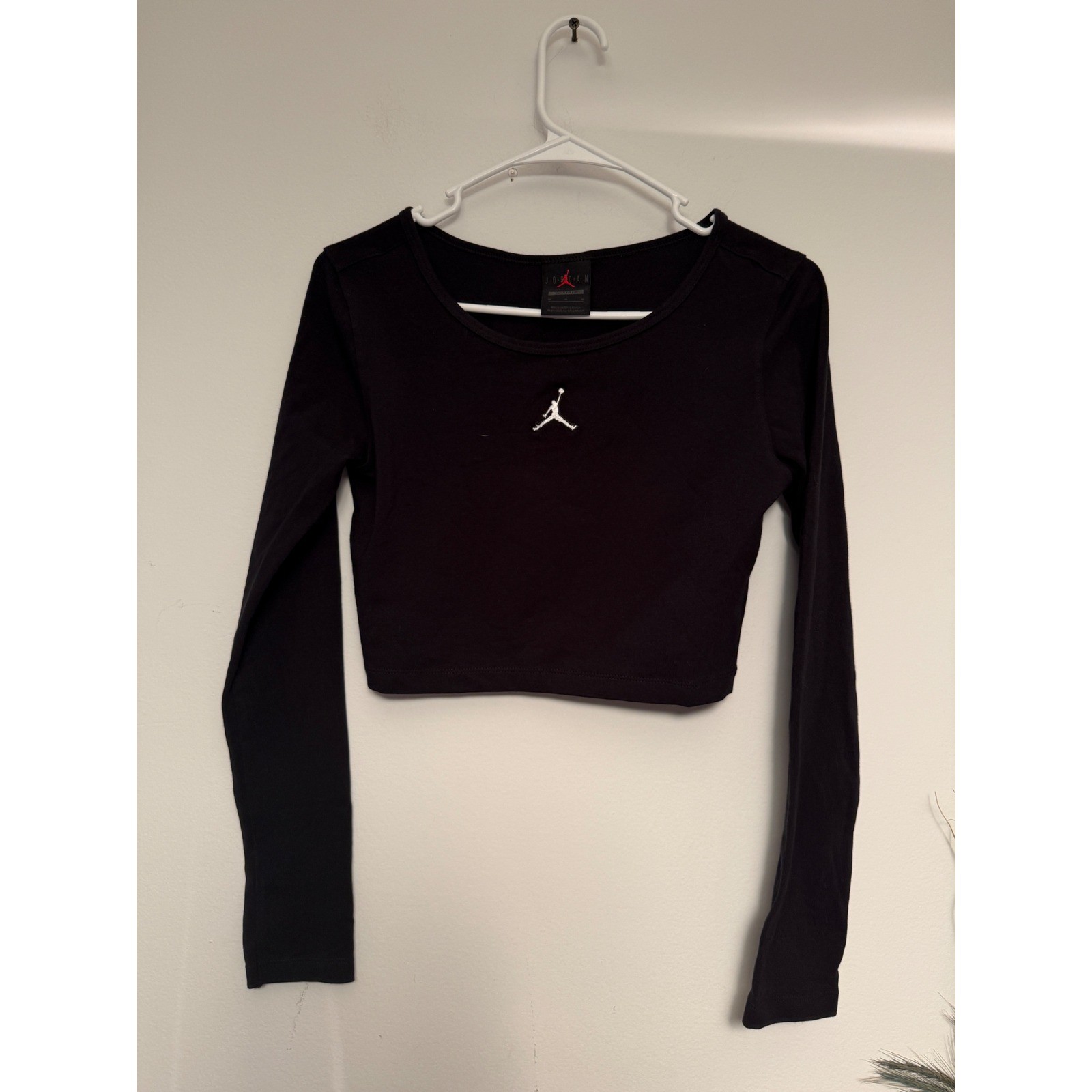 Jordan Womens Jumpman Long Sleeve Ribbed Crop Top Black DQ4465-010 Medium