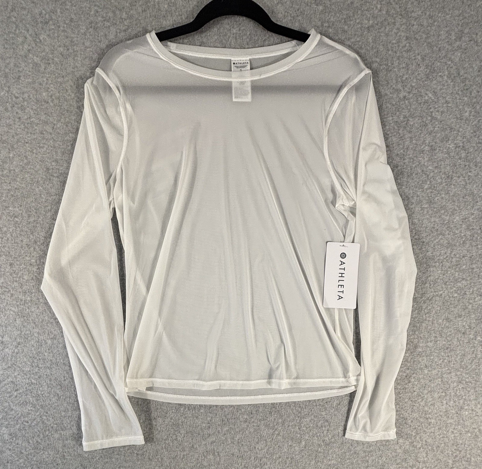 Athleta Apero Mesh Top White Long Sleeve Cover Up Women’s XL NWT UPF Active
