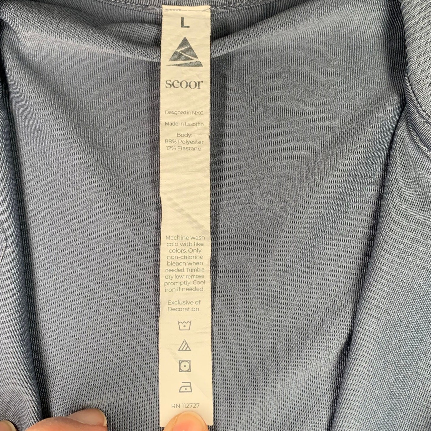 Scoor Athletic Casual Zip Up Shirt Thumb Opening Blue Gray Women’s Size Large