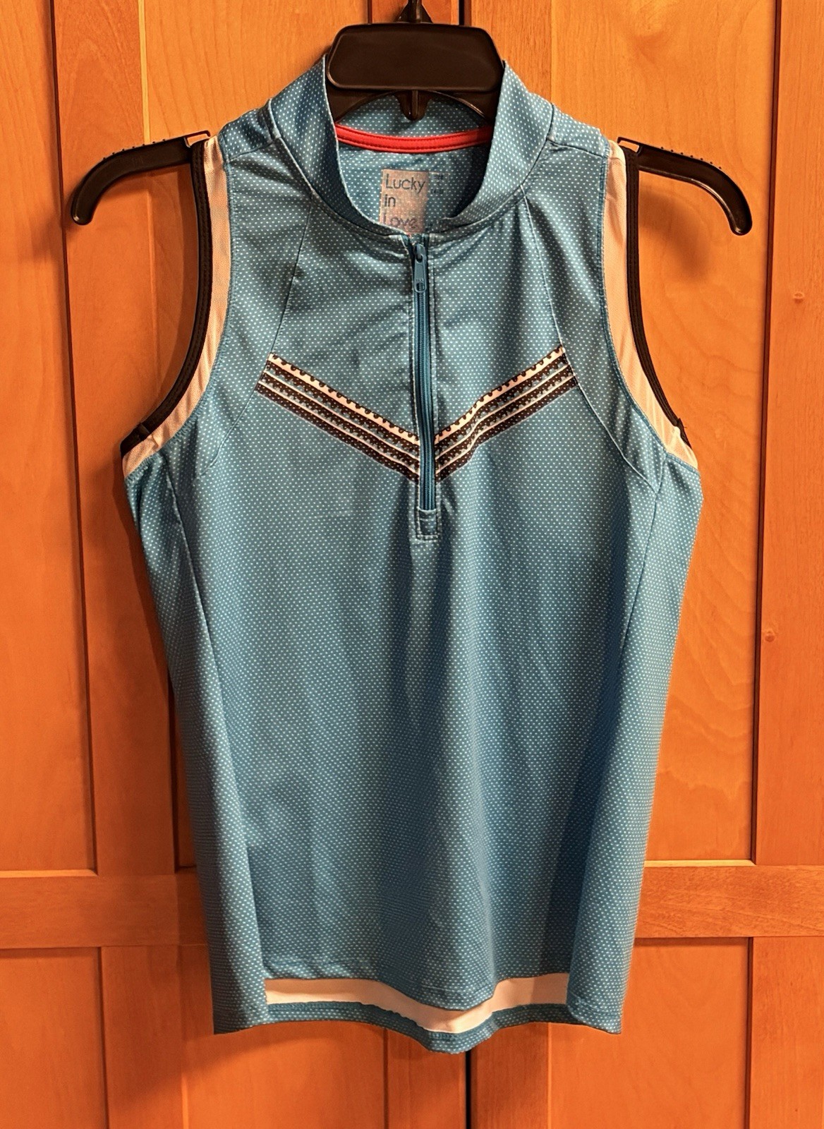 Lucky In Love Athletic Tank Size Small Turquoise/Black/White Razorback Zipper